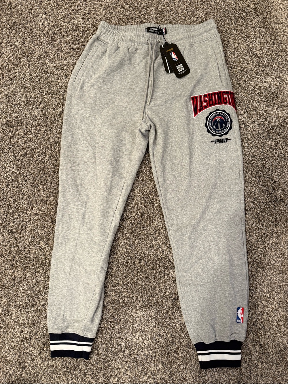 NBA Washington Grey Sweatpants with Red & Navy Accents